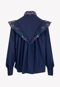 Blouse à col montant - Multicolor Blue