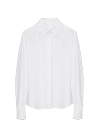Chemise classique détails à col - White