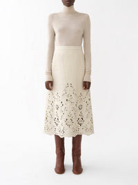Jupe midi broderie anglaise - Soft Ivory