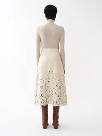 Jupe midi broderie anglaise - Soft Ivory