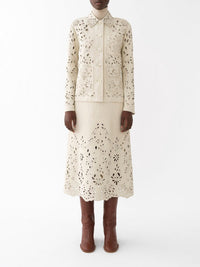 Jupe midi broderie anglaise - Soft Ivory