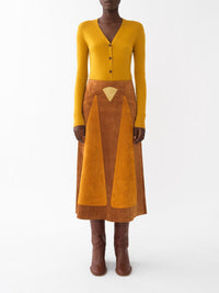 Cardigan à col V en laine extrafine - Golden Yellow