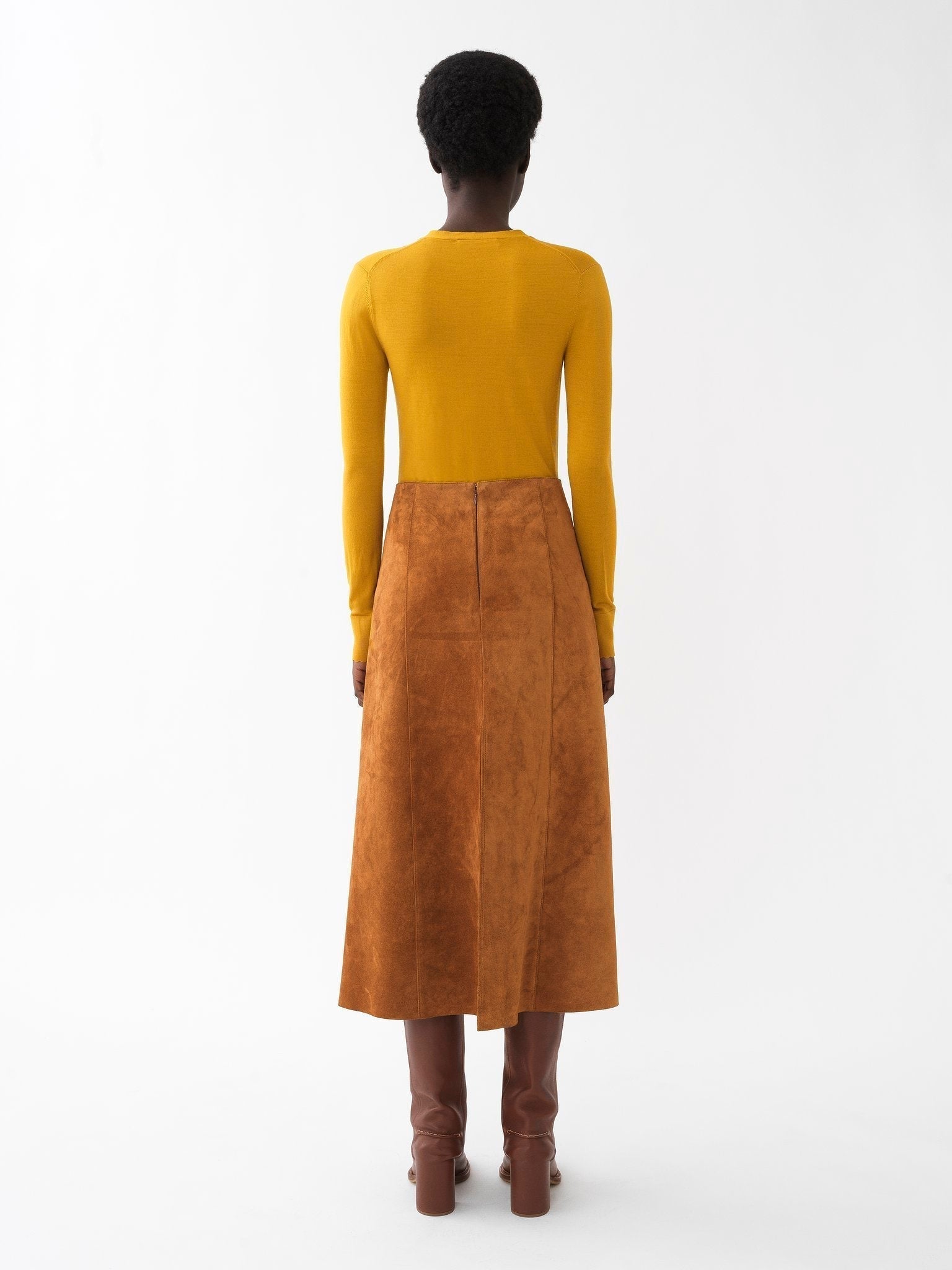 Cardigan à col V en laine extrafine - Golden Yellow