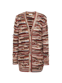 Cardigan à col V oversize en cachemire - Multicolor Grey