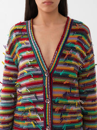 Cardigan à col V oversize en cachemire - Multicolor