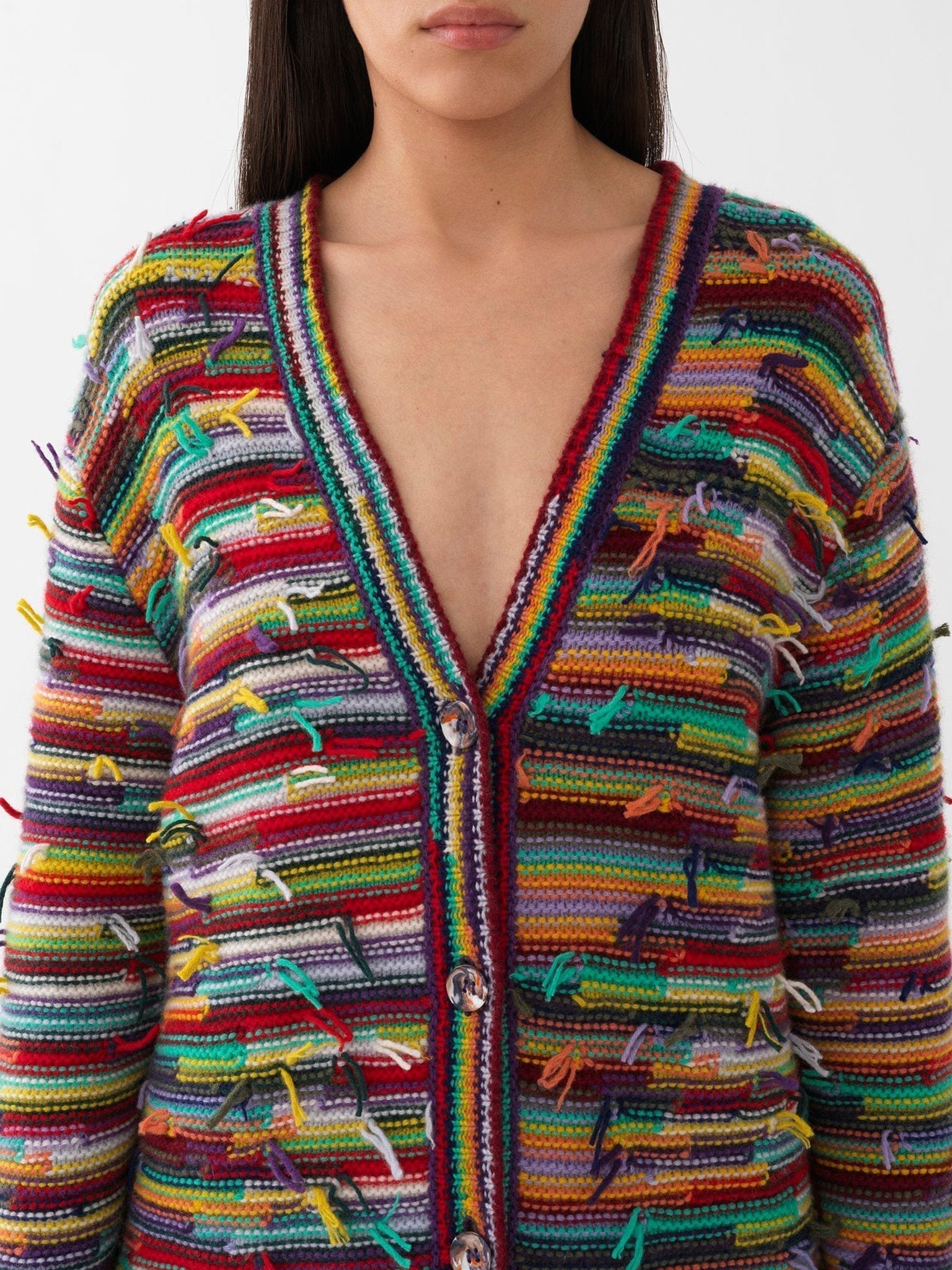 Cardigan à col V oversize en cachemire - Multicolor