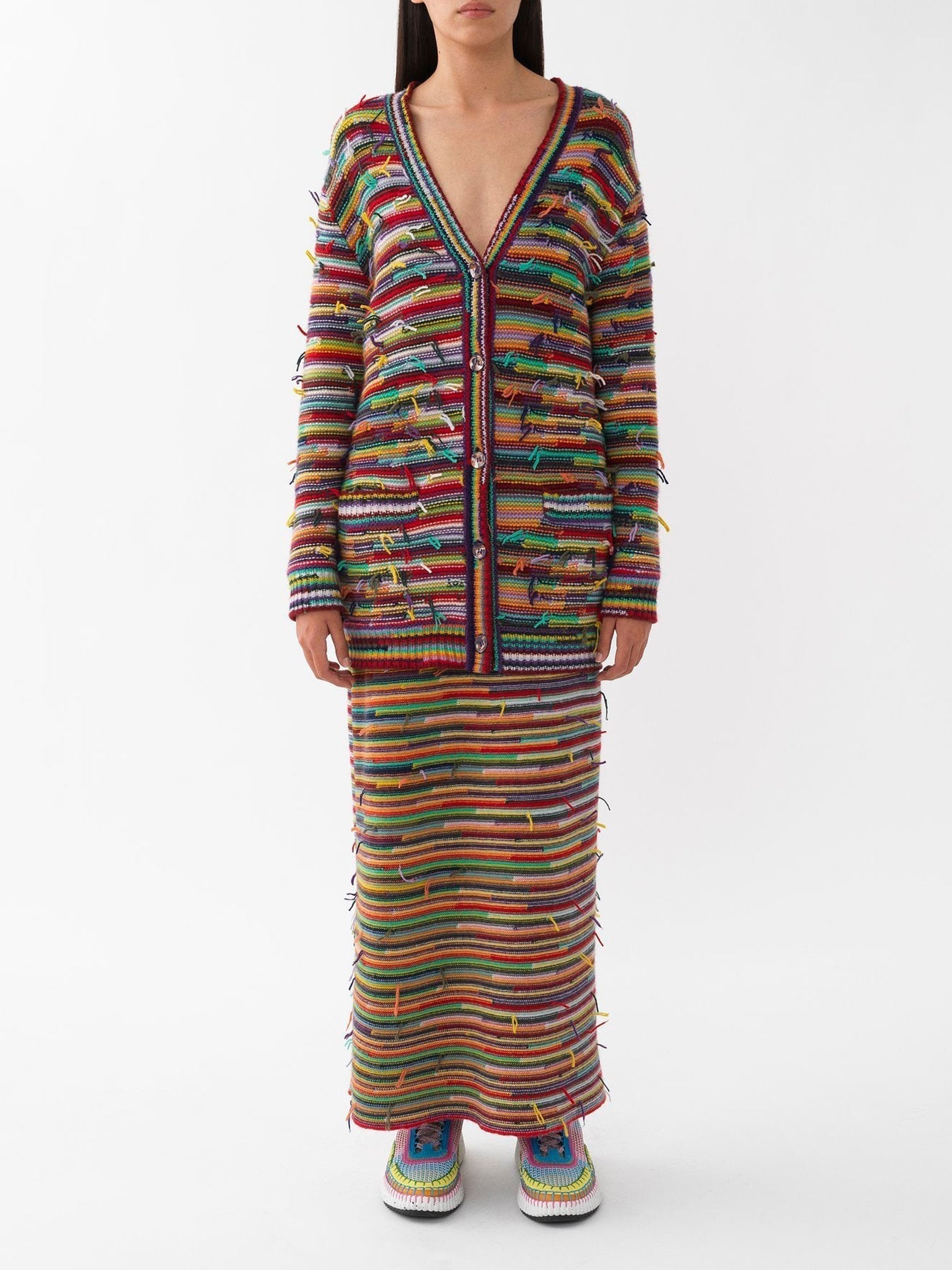 Cardigan à col V oversize en cachemire - Multicolor