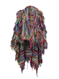 Manteau maille à franges en cachemire - Multicolor