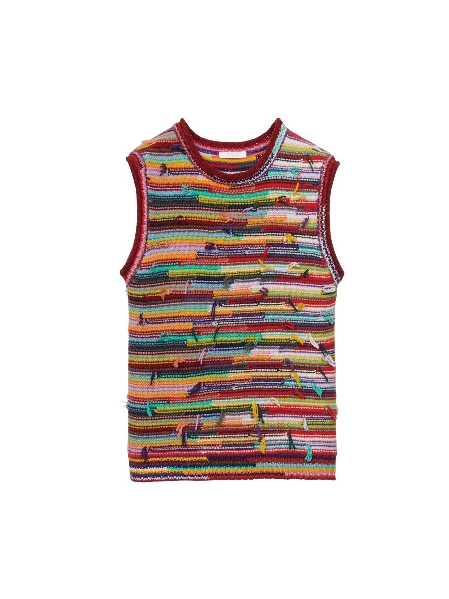 Pull sans manches rayé en cachemire - Multicolor