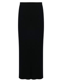 Jupe midi ajustée en laine - Black