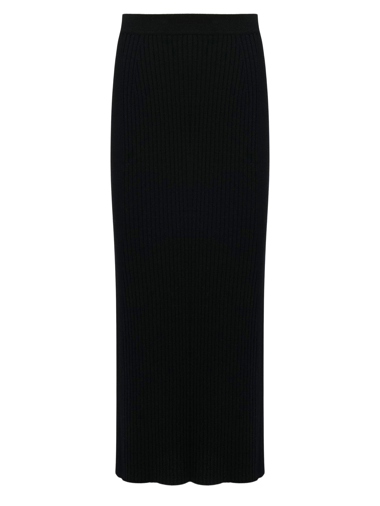Jupe midi ajustée en laine - Black