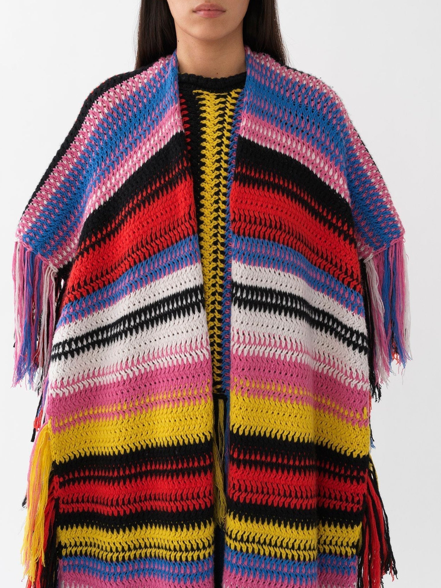Châle oversize à rayures en cachemire - Multicolor