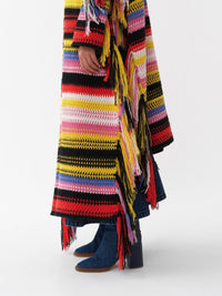 Châle oversize à rayures en cachemire - Multicolor
