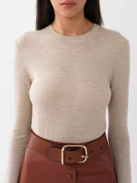 Pull à col rond en laine - Sandy Beige