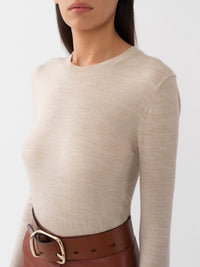 Pull à col rond en laine - Sandy Beige