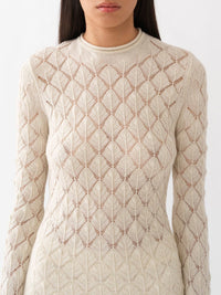 Pull à col rond motif coquillage en cachemire - White Powder