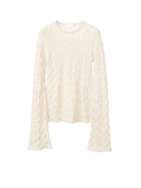 Pull à col rond motif coquillage en cachemire - White Powder