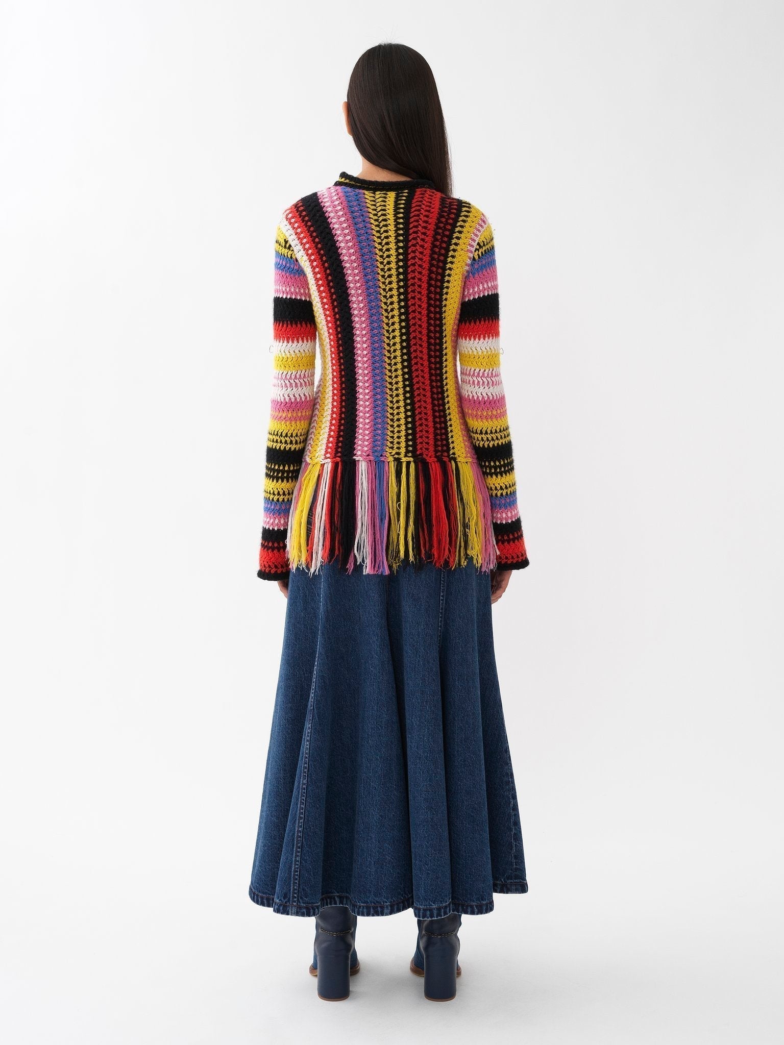 Pull frangé en cachemire - Multicolor