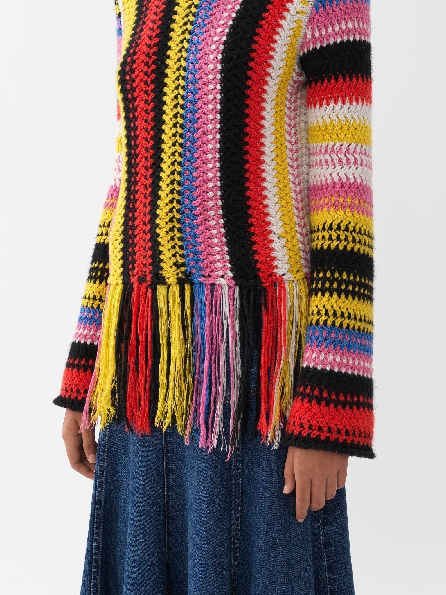 Pull frangé en cachemire - Multicolor