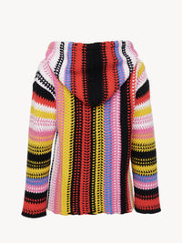 Pull maille rayée à capuche en cachemire - Multicolor