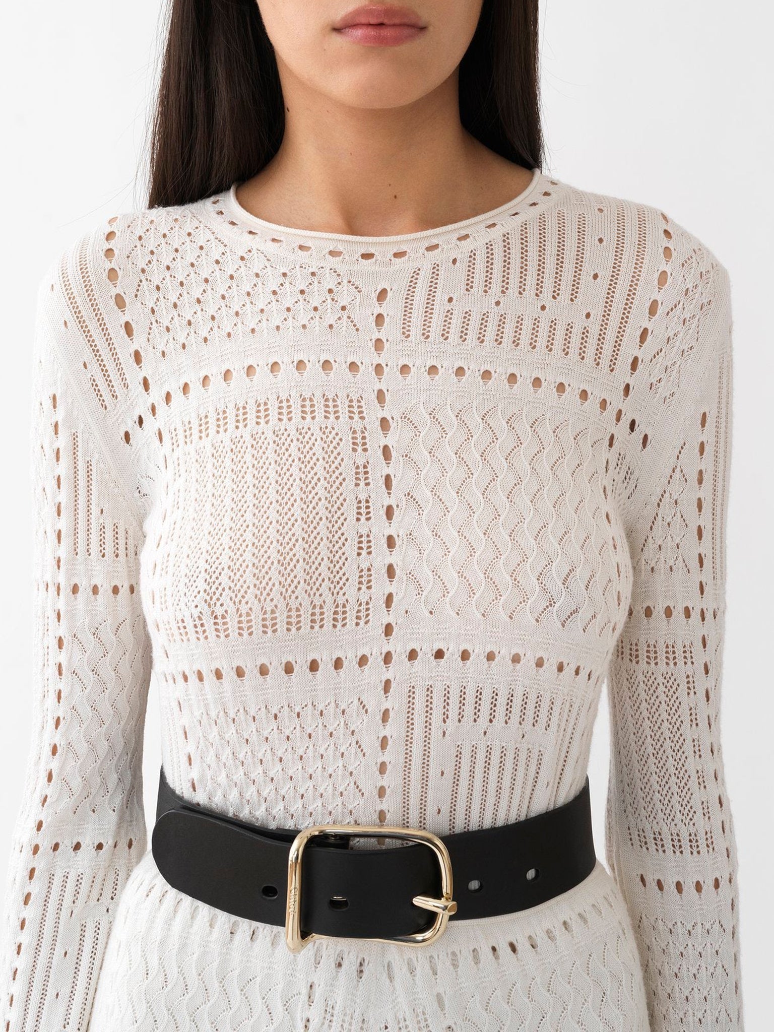 Pull ajusté en laine - Cloudy White