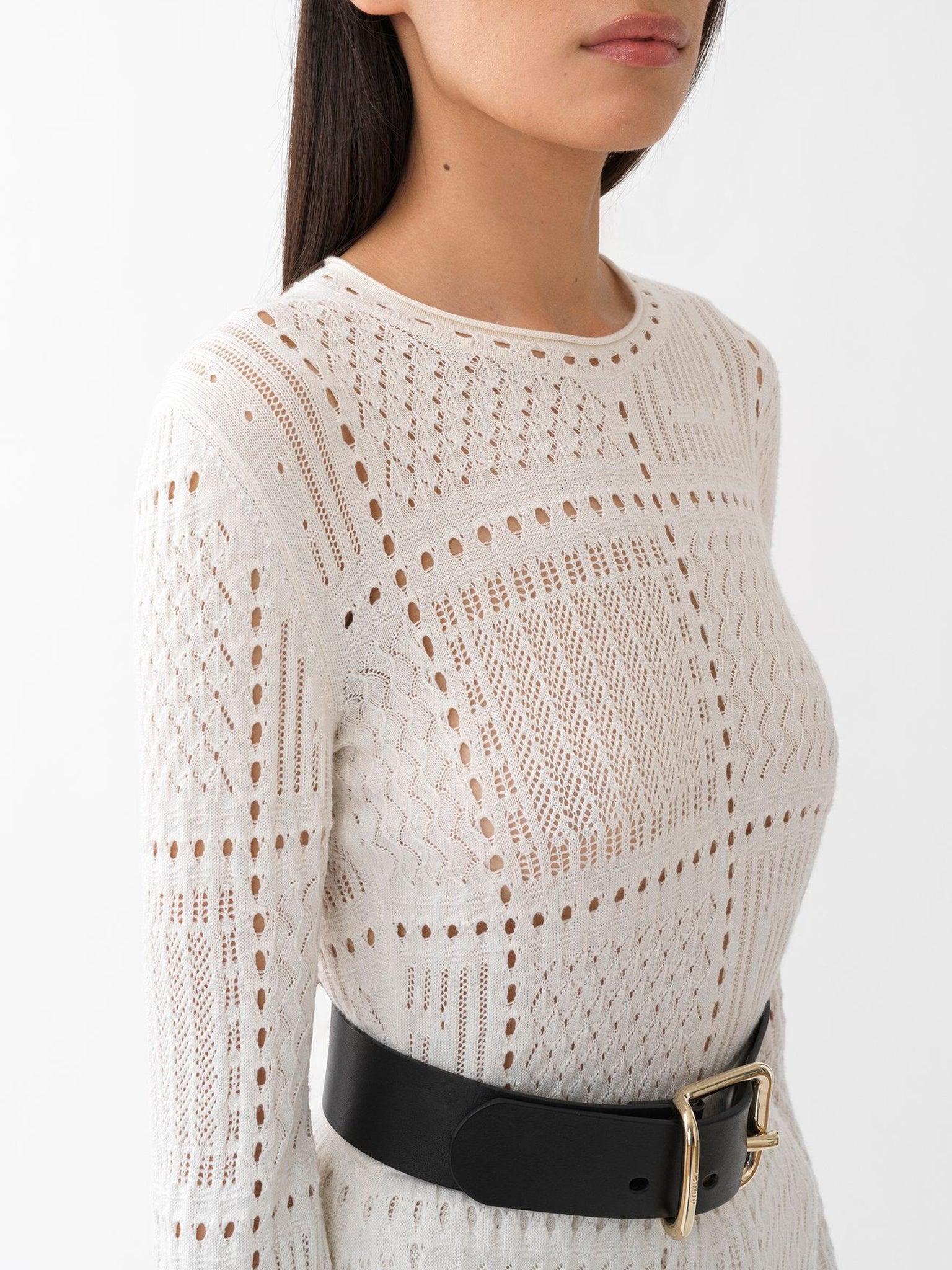 Pull ajusté en laine - Cloudy White