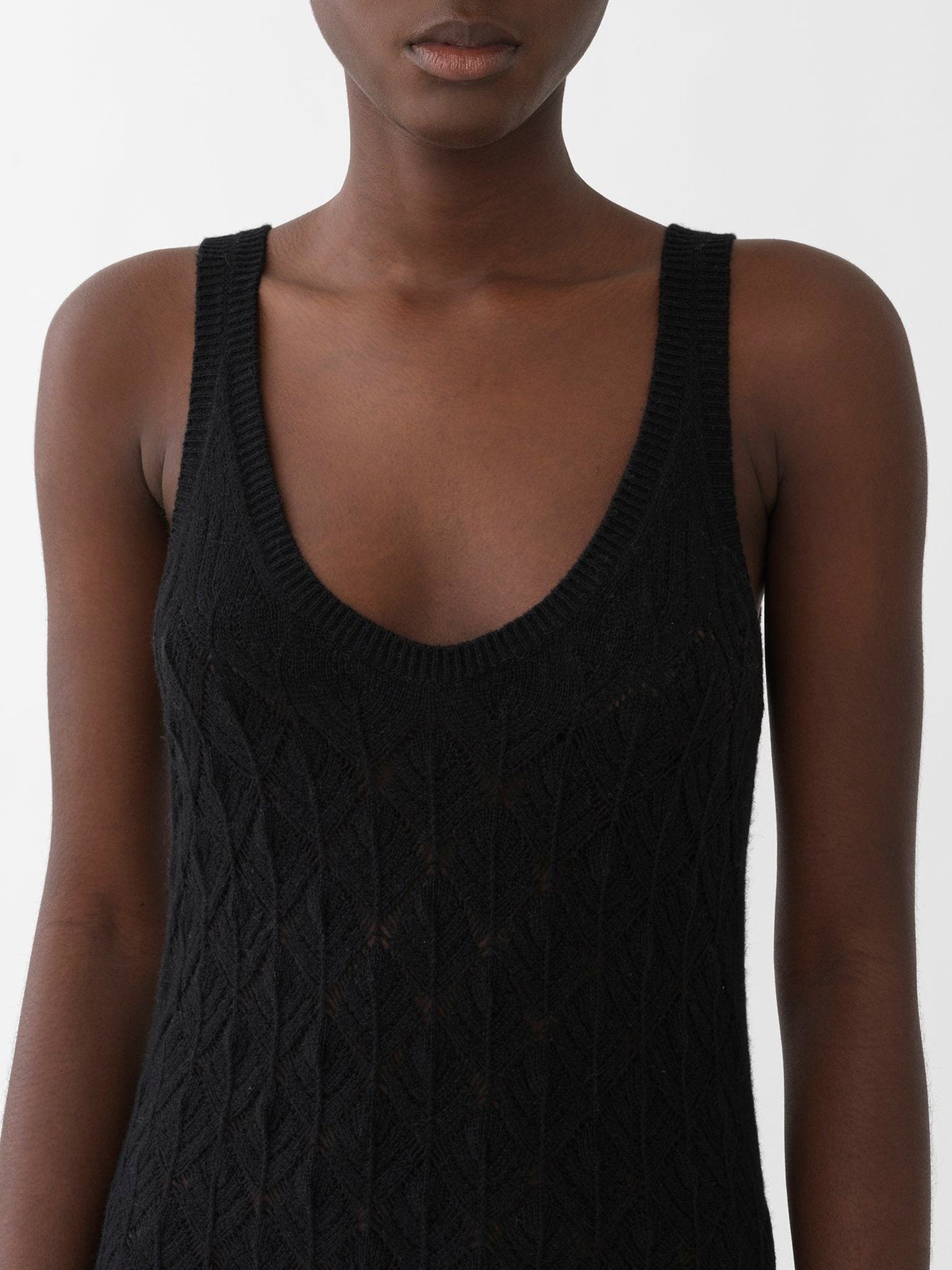 Robe sans manches évasée en cachemire - Black