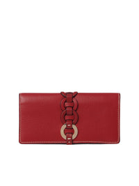 Portefeuille long à rabat Darryl en cuir - Smoked Red