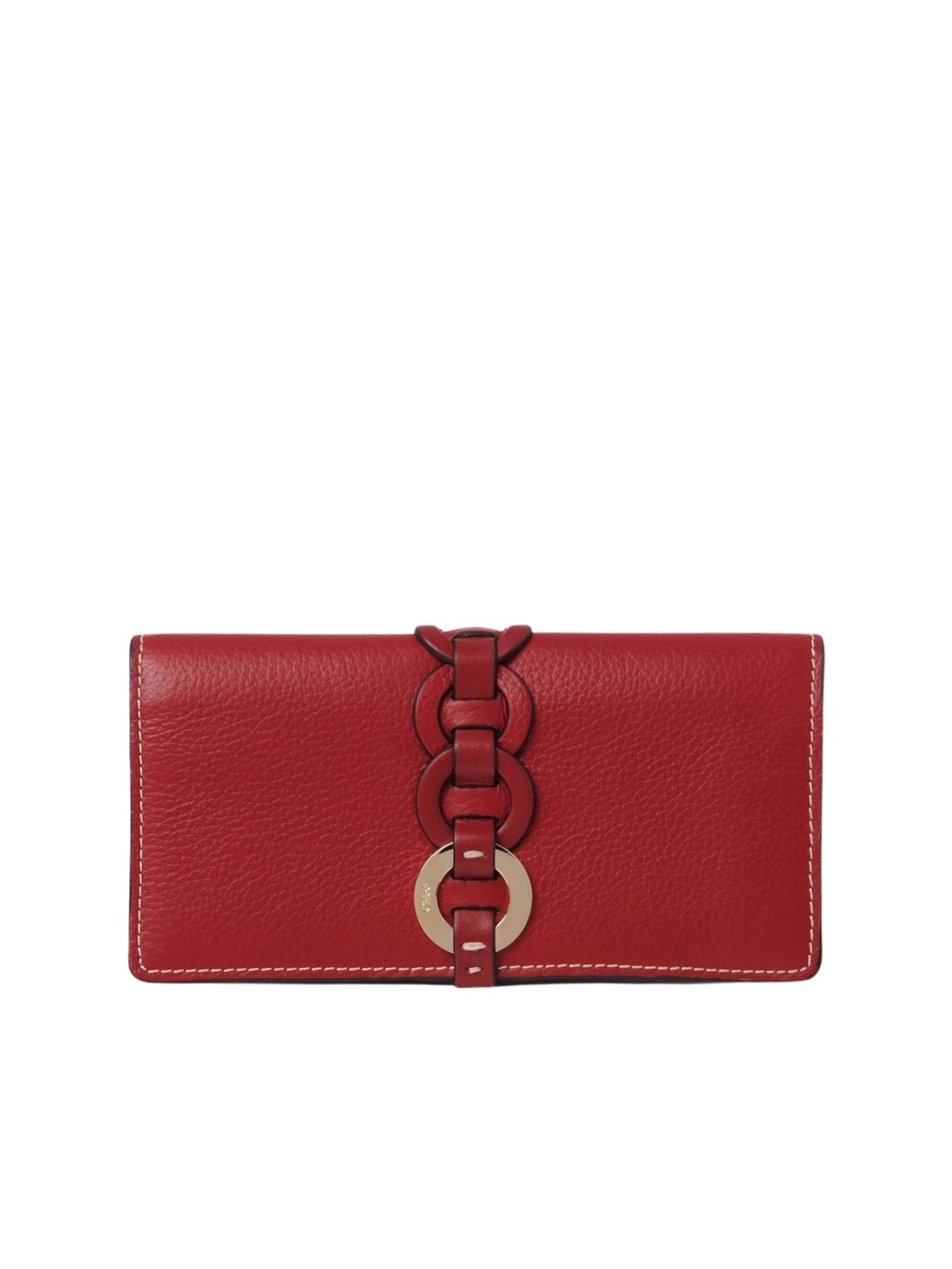 Portefeuille long à rabat Darryl en cuir - Smoked Red