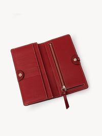 Portefeuille long à rabat Darryl en cuir - Smoked Red