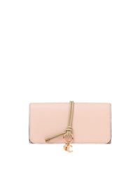 Portefeuille long à rabats Alphabet en cuir - Cement Pink