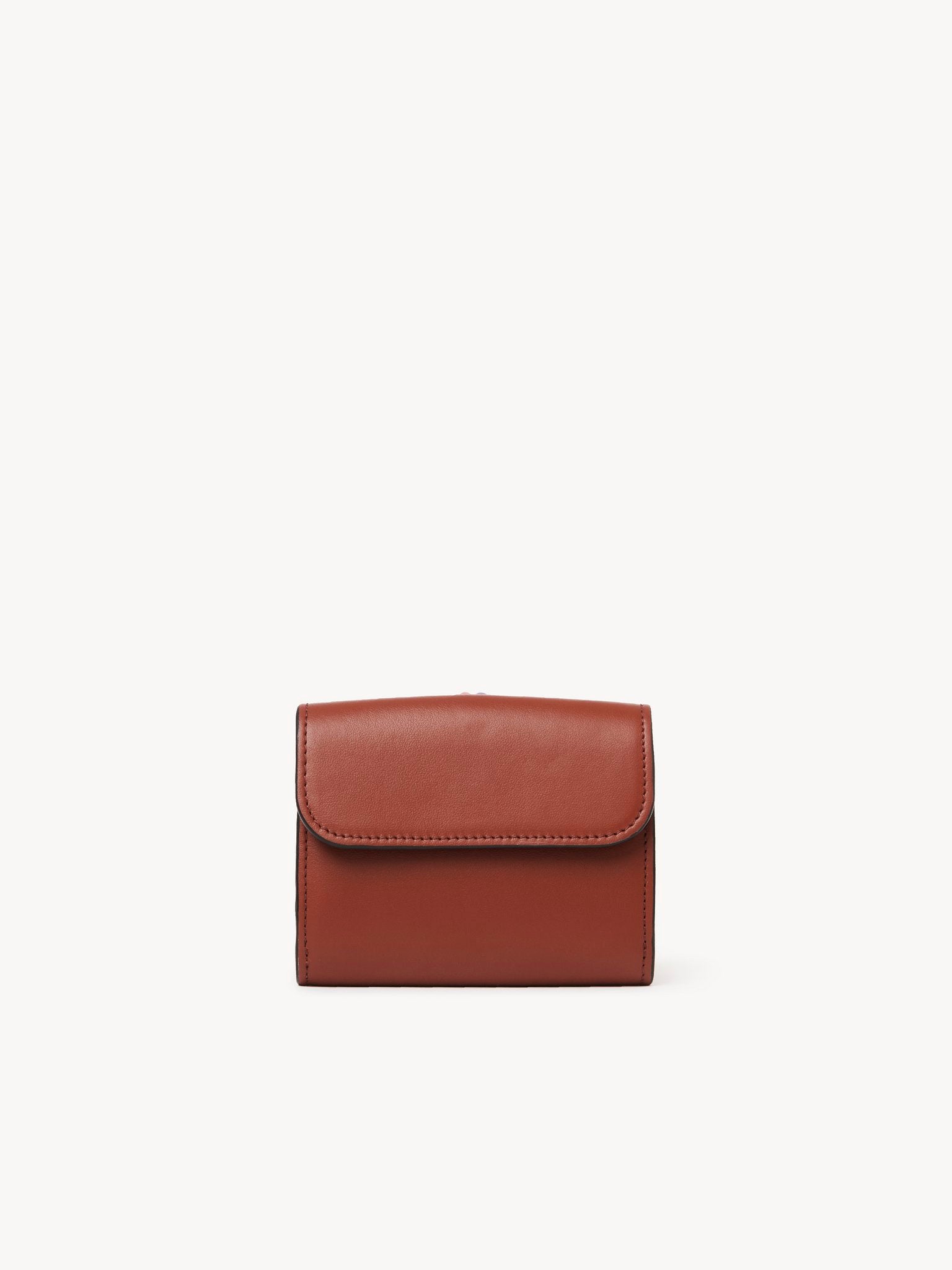 Portefeuille compact à trois volets Alphabet en cuir - Sepia Brown