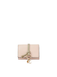 Mini portefeuille à trois volets Alphabet en cuir - Cement Light Pink