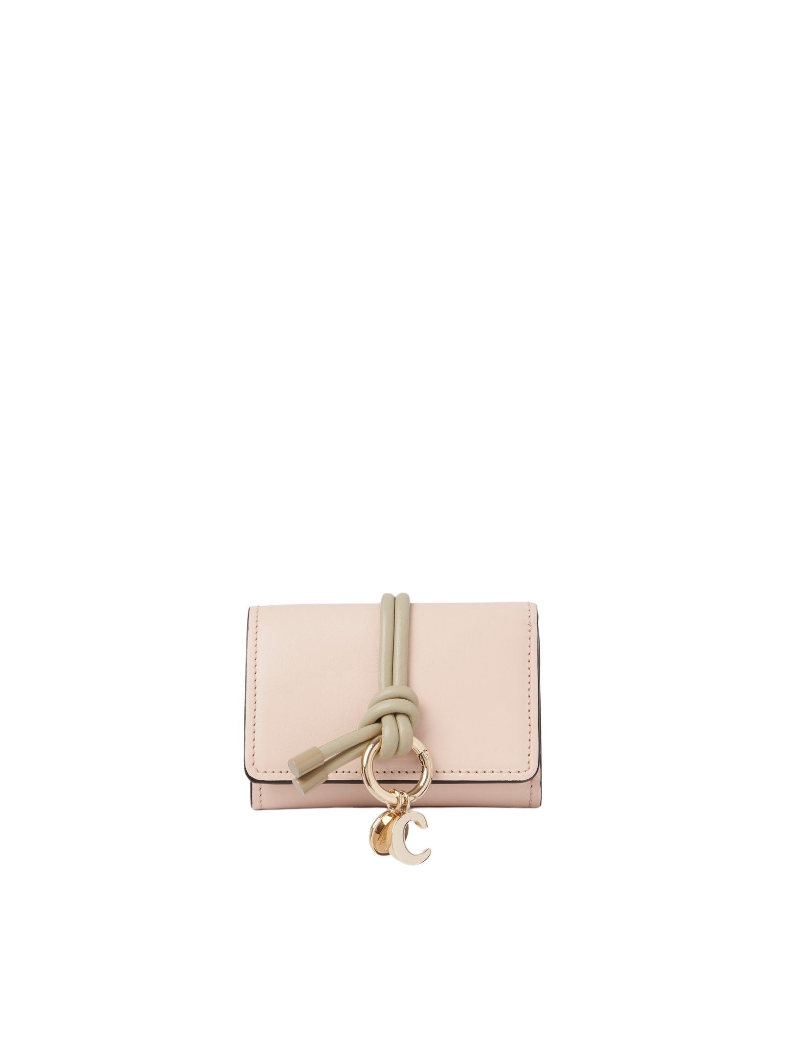 Mini portefeuille à trois volets Alphabet en cuir - Cement Light Pink