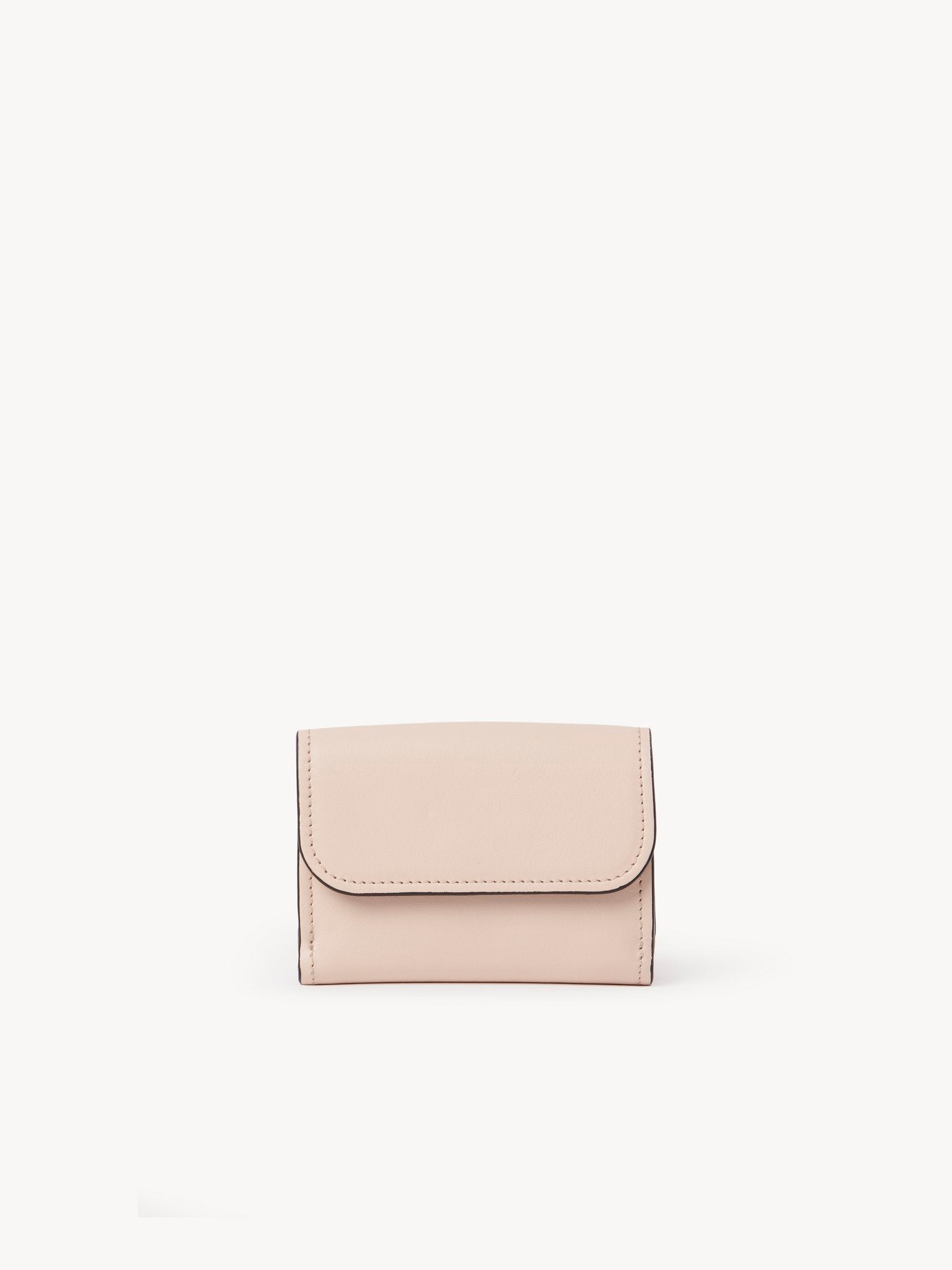 Mini portefeuille à trois volets Alphabet en cuir - Cement Light Pink