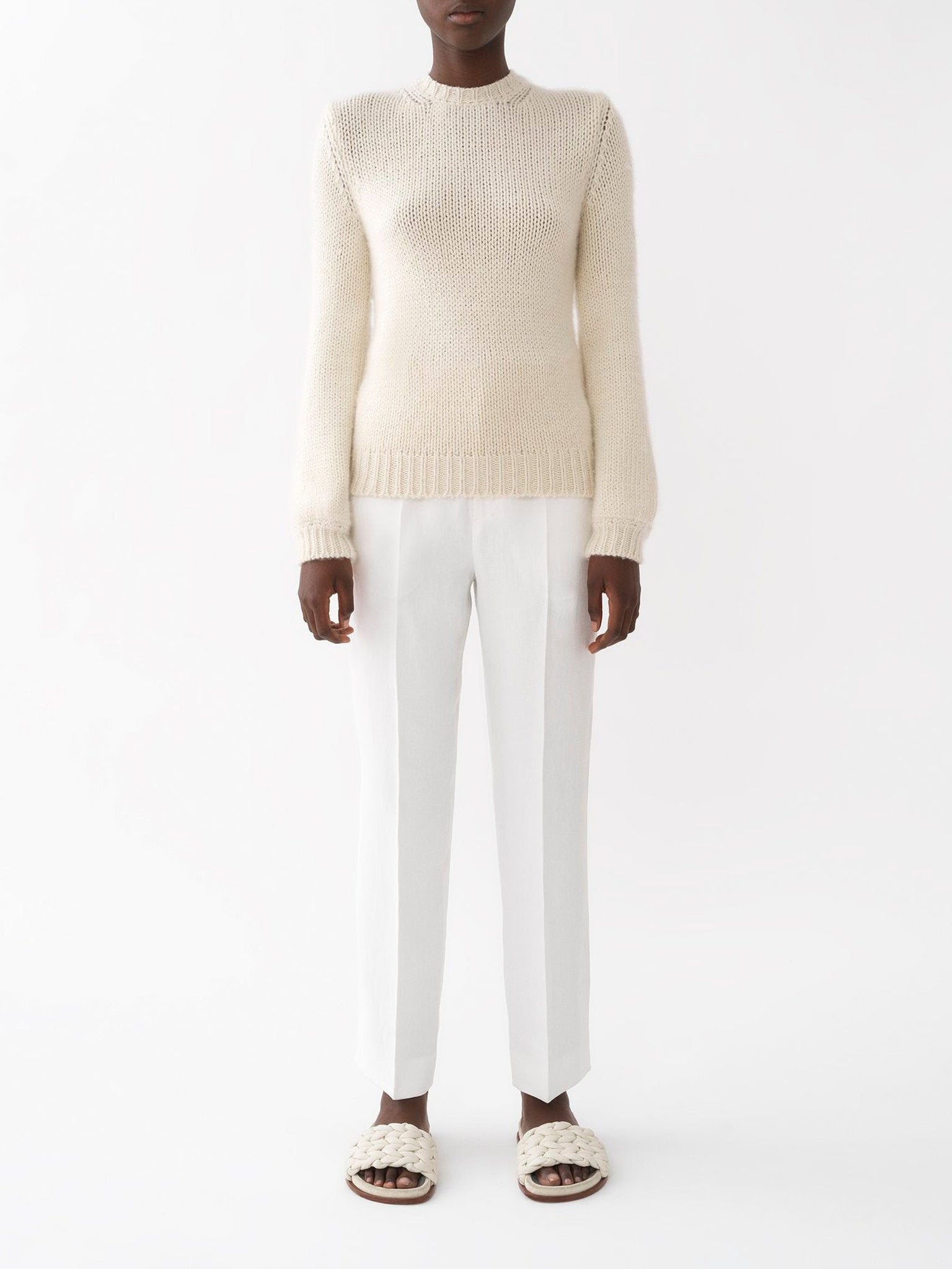 Pantalon droit à pinces en lin - Iconic Milk