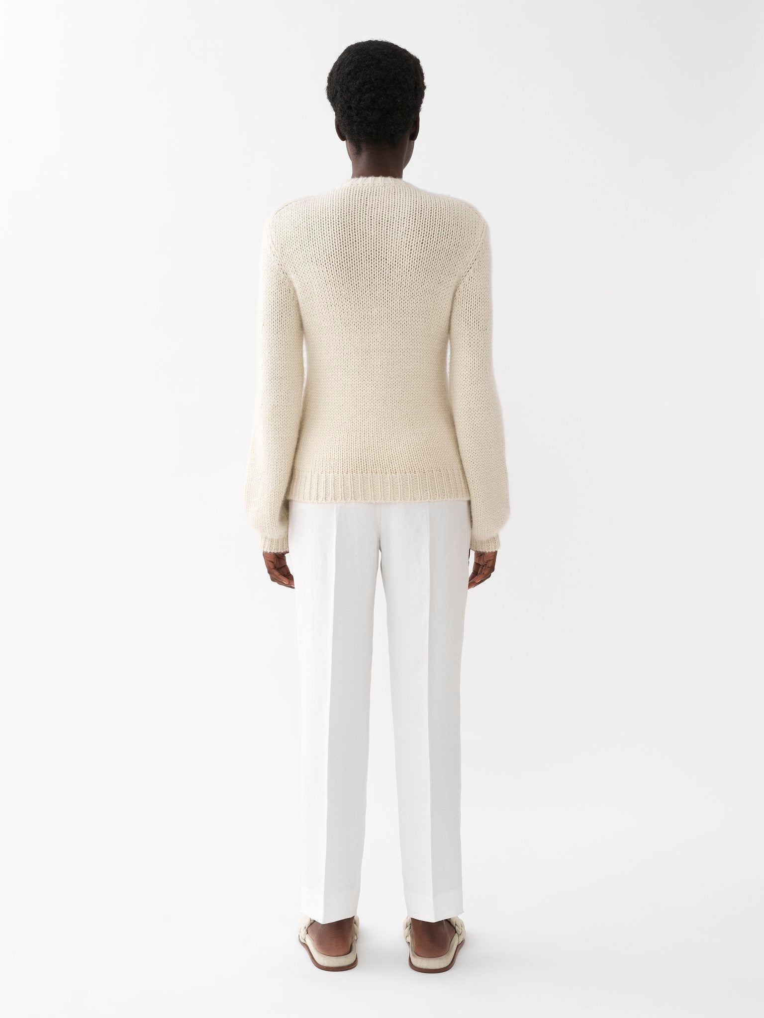 Pantalon droit à pinces en lin - Iconic Milk