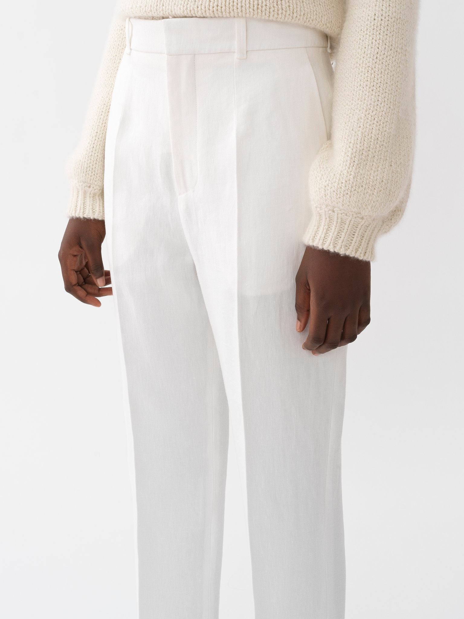 Pantalon droit à pinces en lin - Iconic Milk
