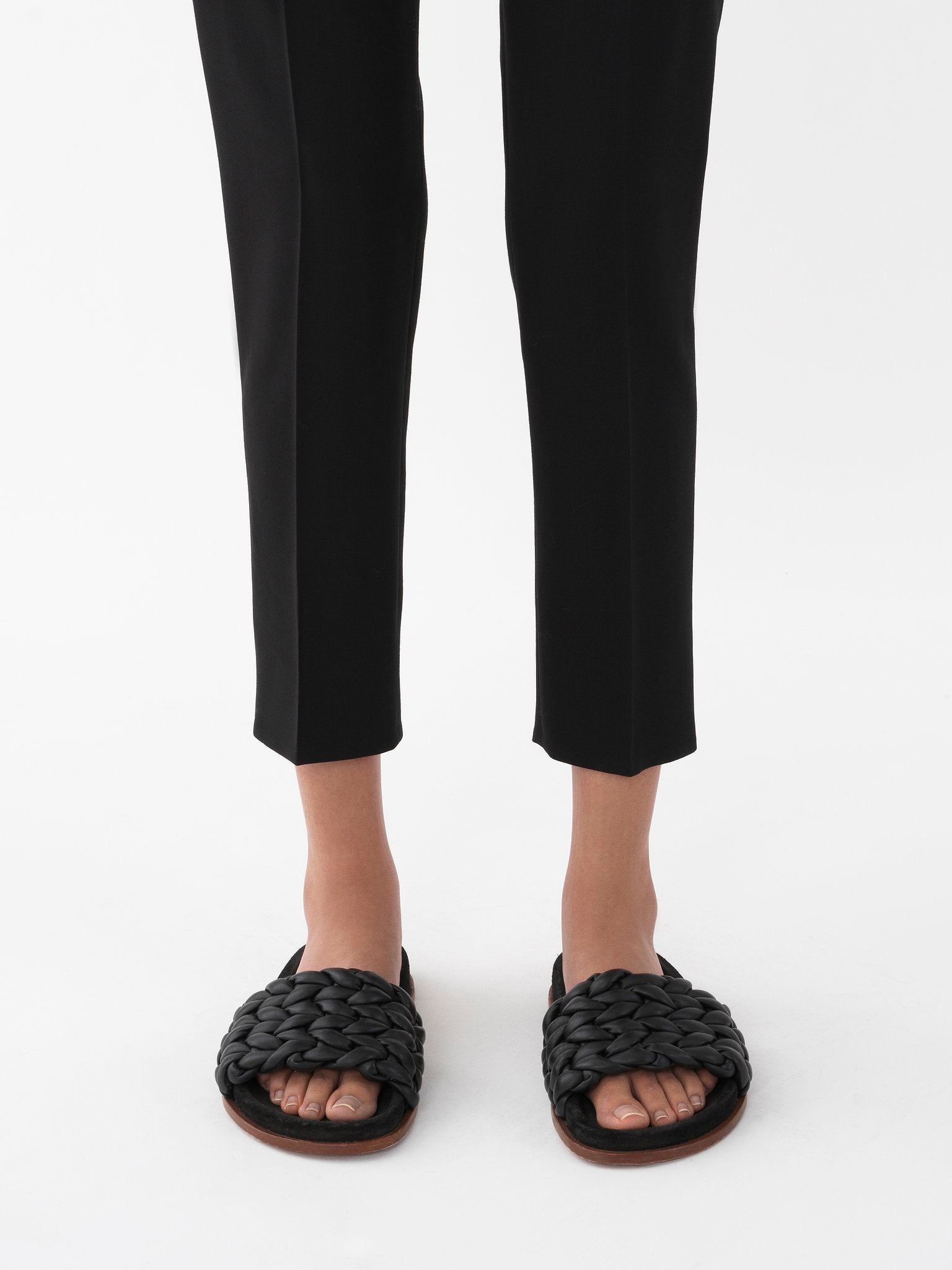 Pantalon court cigarette en laine - Black