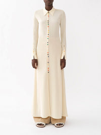 Robe chemise longue en soie - Seedpearl Beige