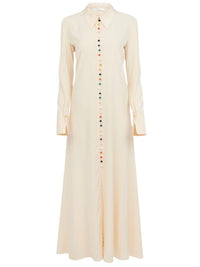 Robe chemise longue en soie - Seedpearl Beige