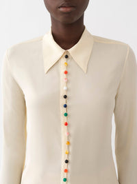 Robe chemise longue en soie - Seedpearl Beige