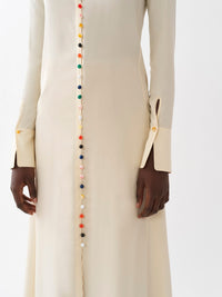 Robe chemise longue en soie - Seedpearl Beige