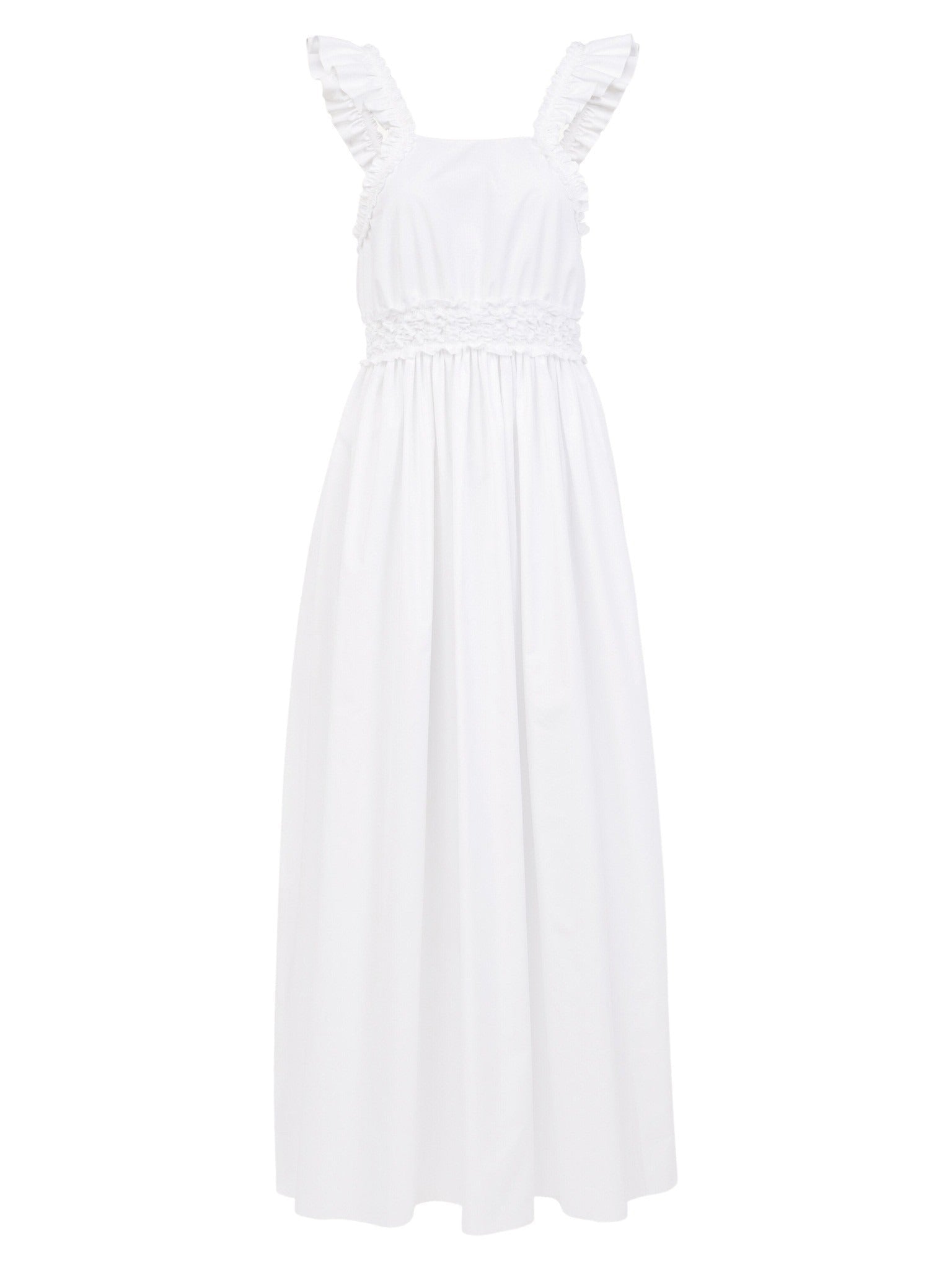 Robe longue à fronces - White