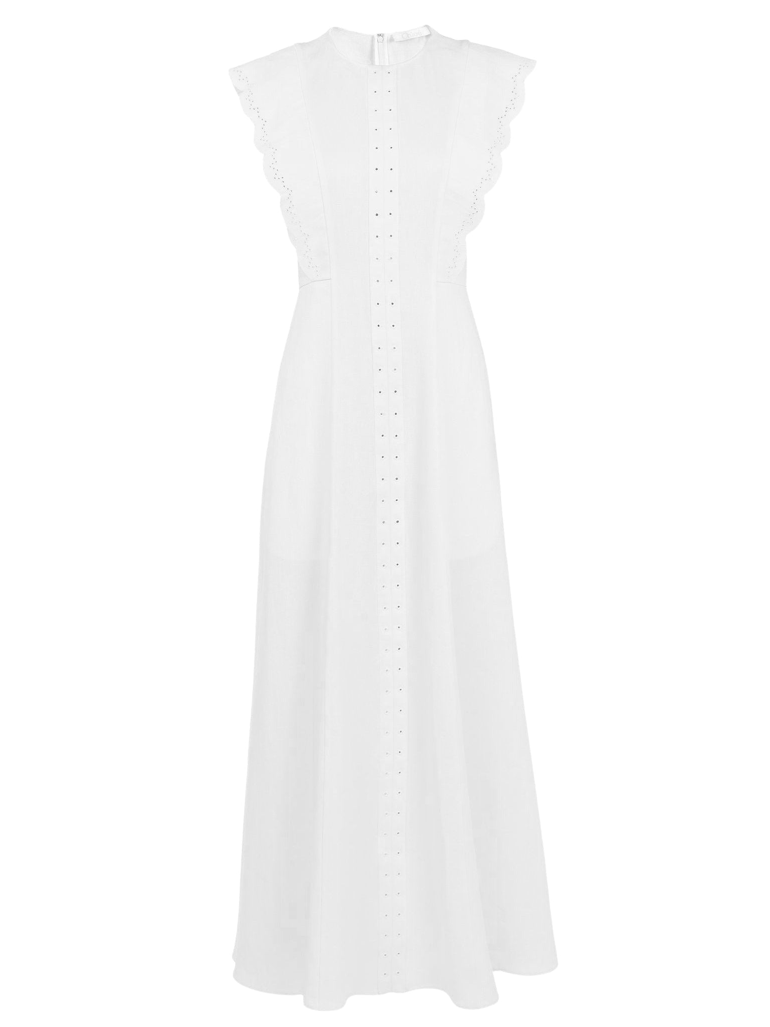 Robe longue évasée plastron V en lin - Iconic Milk
