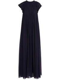 Robe midi froncée en laine - Ink Navy