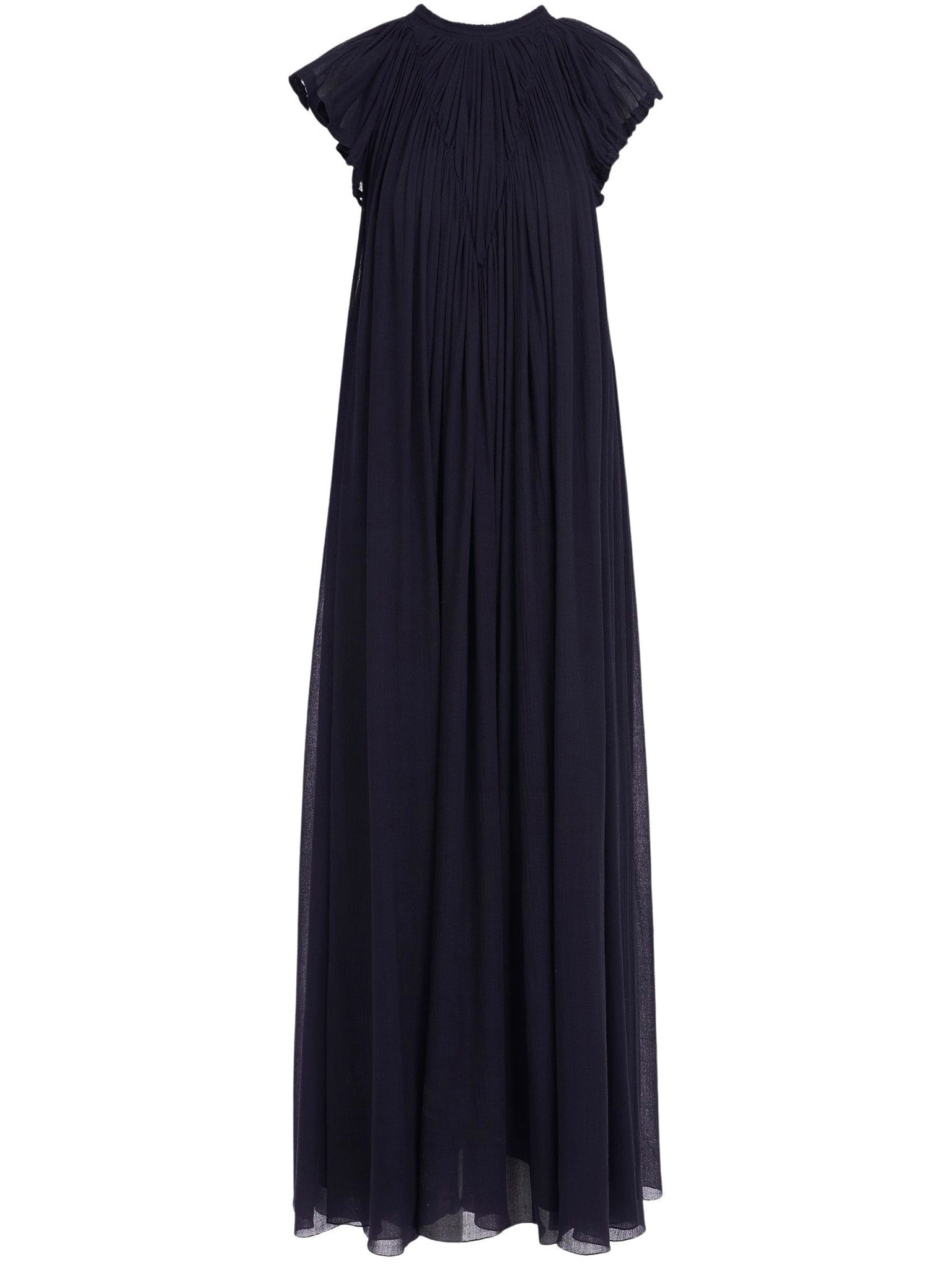 Robe midi froncée en laine - Ink Navy