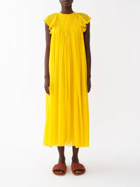 Robe midi froncée en laine - Truly Yellow