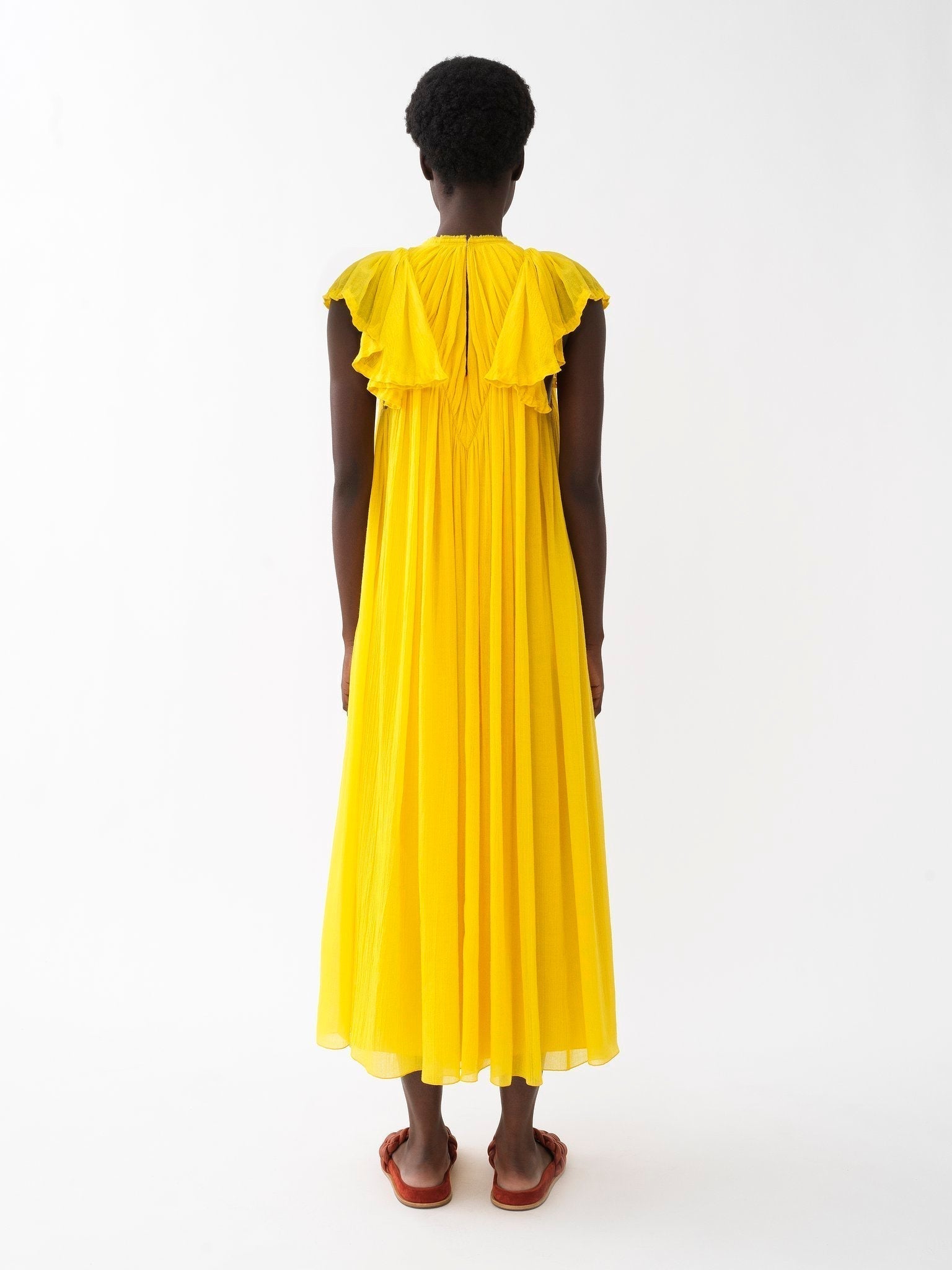 Robe midi froncée en laine - Truly Yellow
