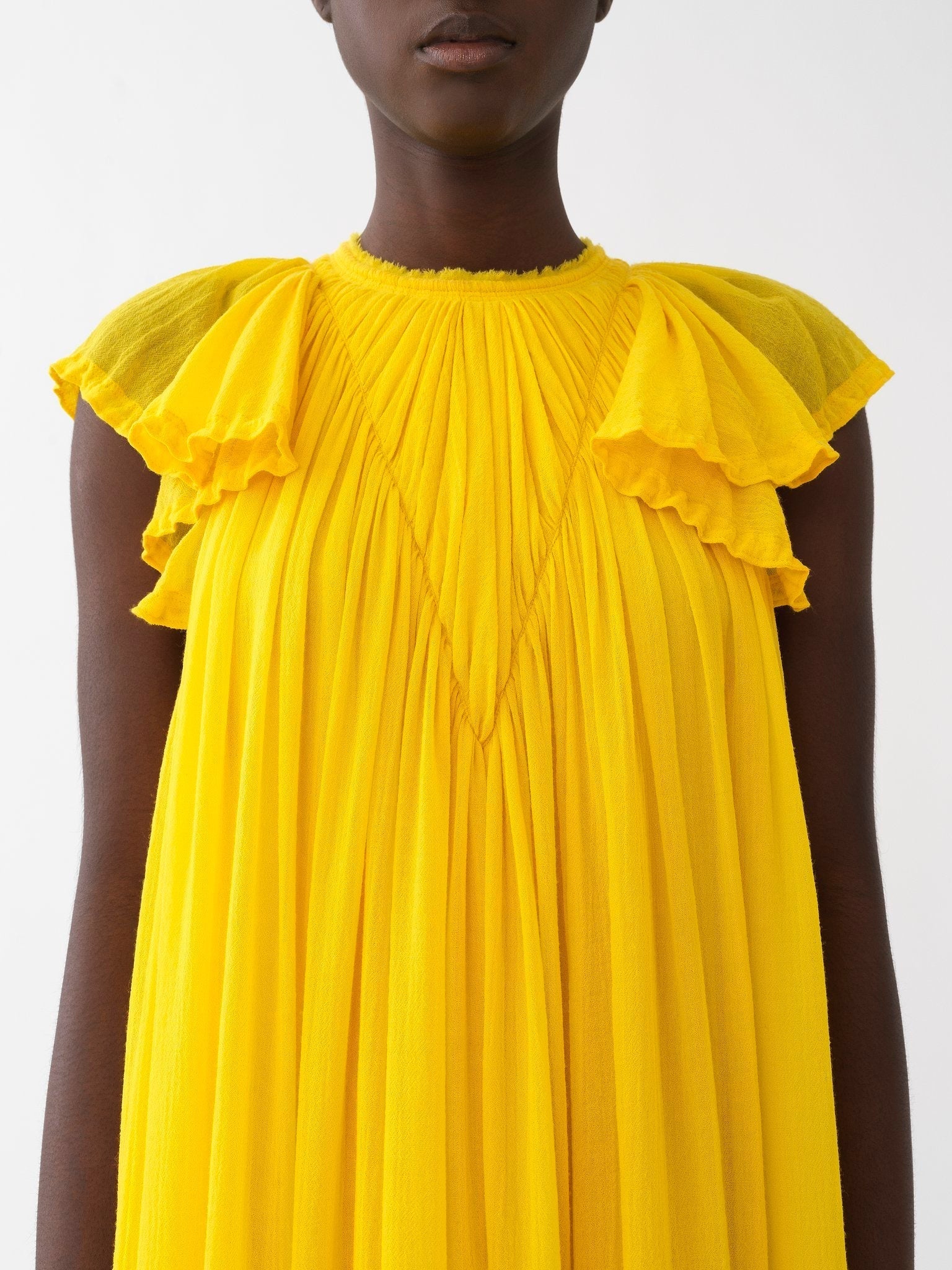Robe midi froncée en laine - Truly Yellow